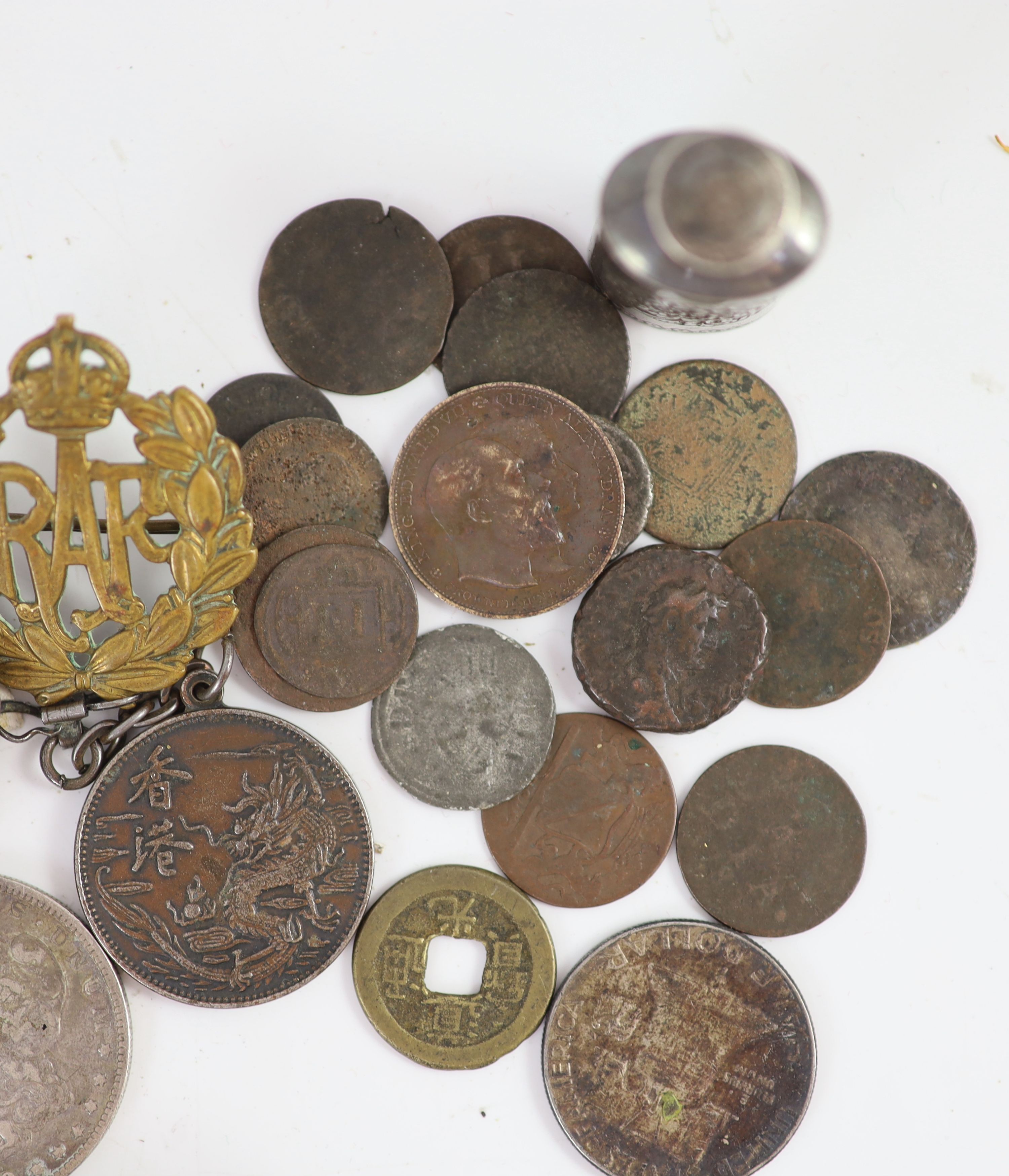 A group of coins and medals including China, German States, Roman AR coins etc.